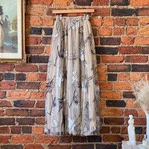 Anthropologie Taupe Tulle Ballet Maxi Skirt